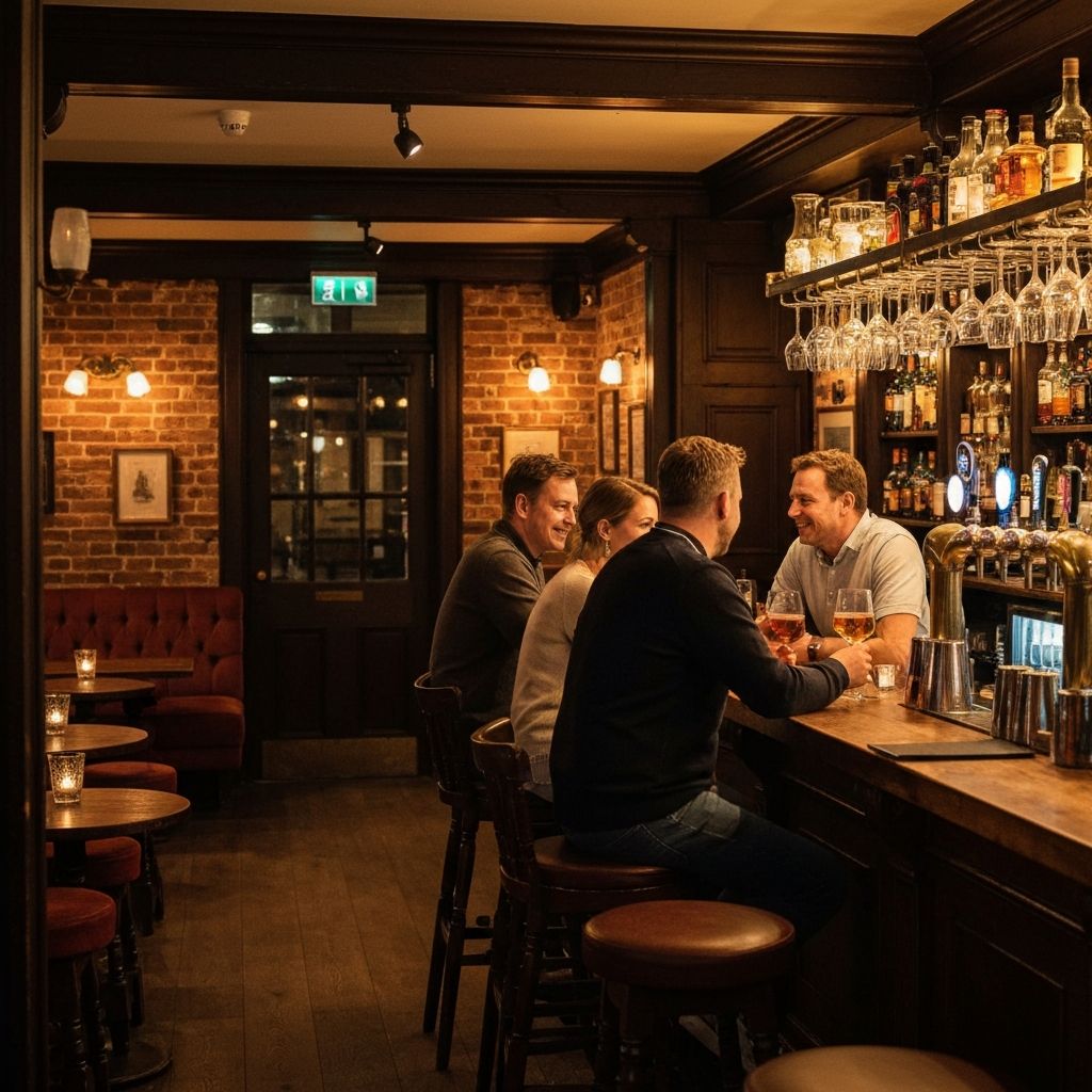 Cozy pub interior on a quiet evening