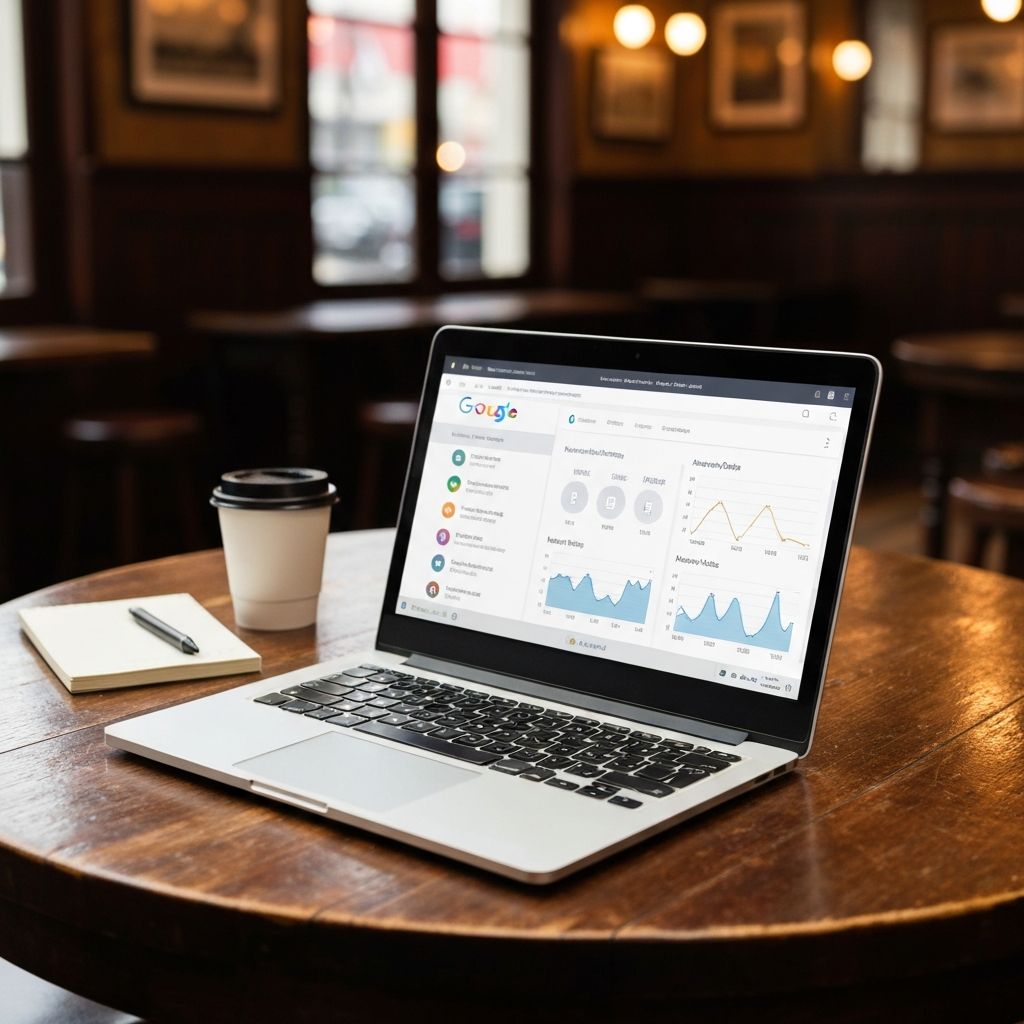Laptop showing pub website analytics and SEO data