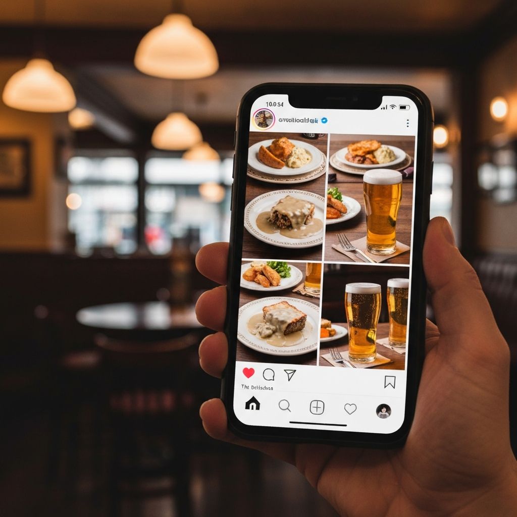 Smartphone showing pub social media marketing