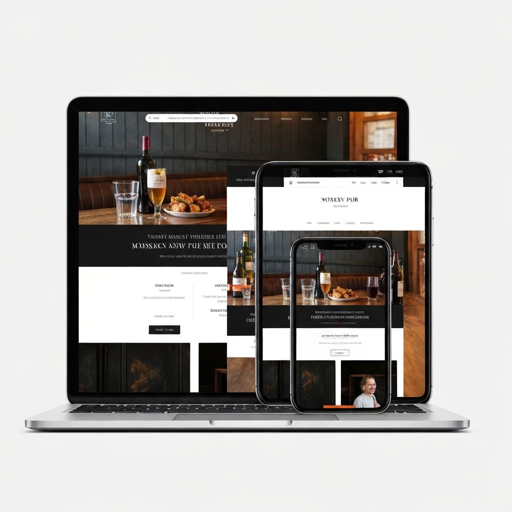 Pub website on laptop and mobile
