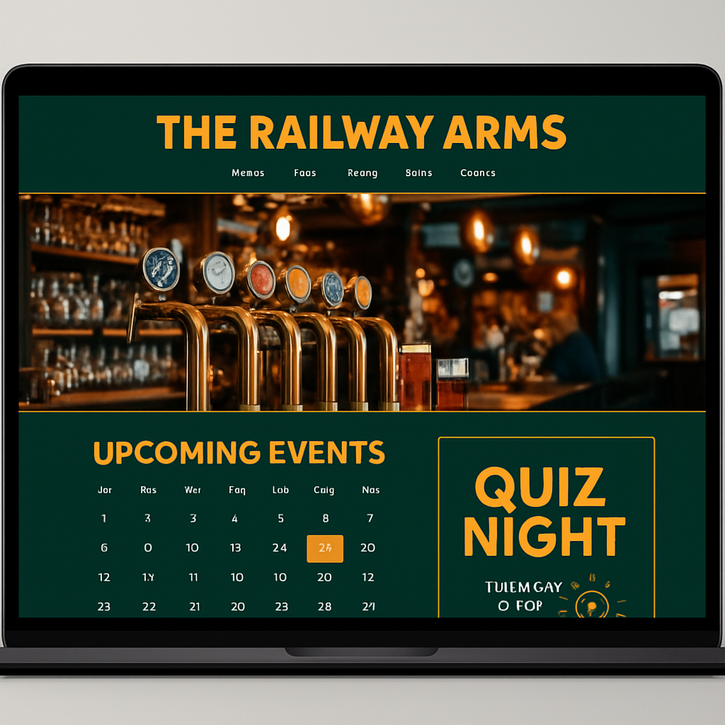 The Railway Arms pub website design example — a urban community pub