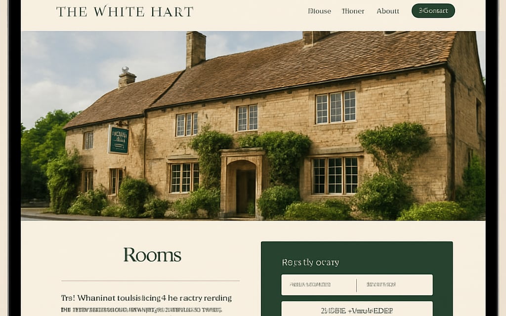 The White Hart pub website design example — a coaching inn with rooms