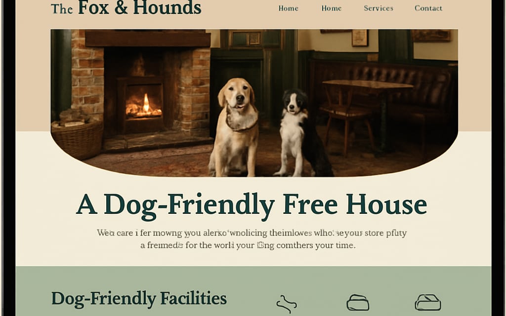The Fox & Hounds pub website design example — a dog-friendly free house
