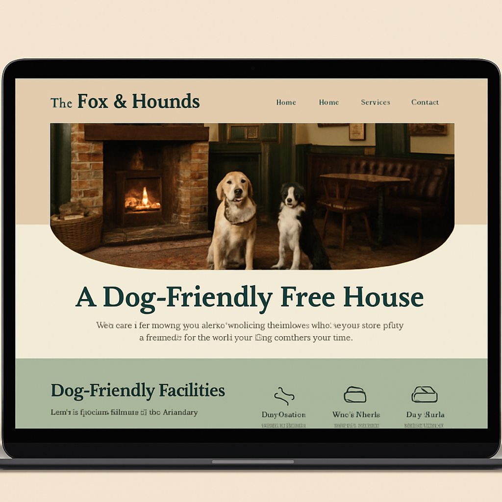 The Fox & Hounds pub website design example — a dog-friendly free house