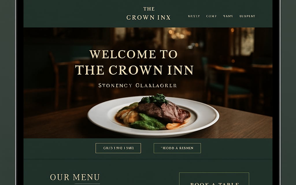 The Crown Inn pub website design example — a gastropub & dining