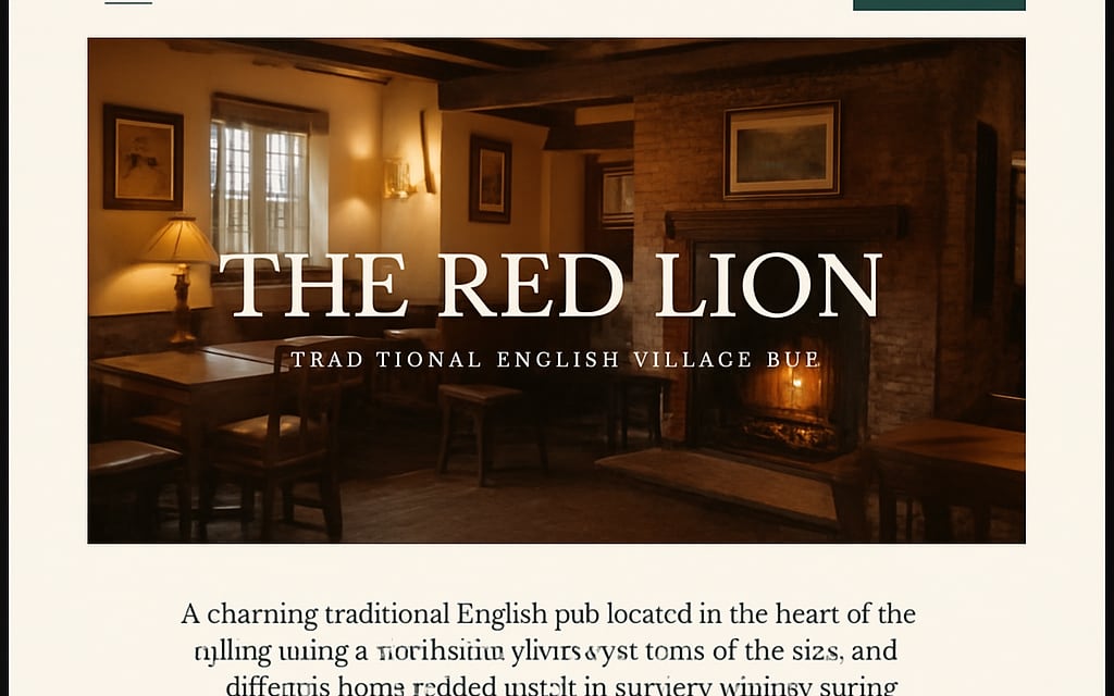 The Red Lion pub website design example — a traditional village pub