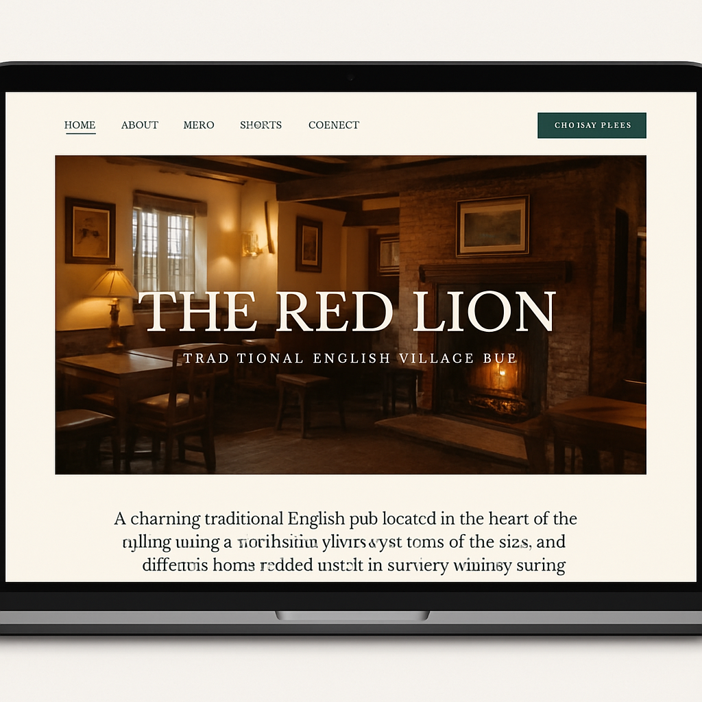 The Red Lion pub website design example — a traditional village pub